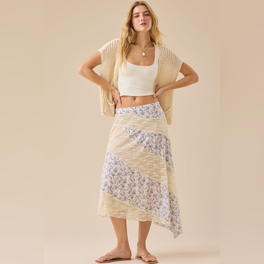 Altar’d State Skirt XXS Floral Lace Midi Boho Cottagecore Romantic